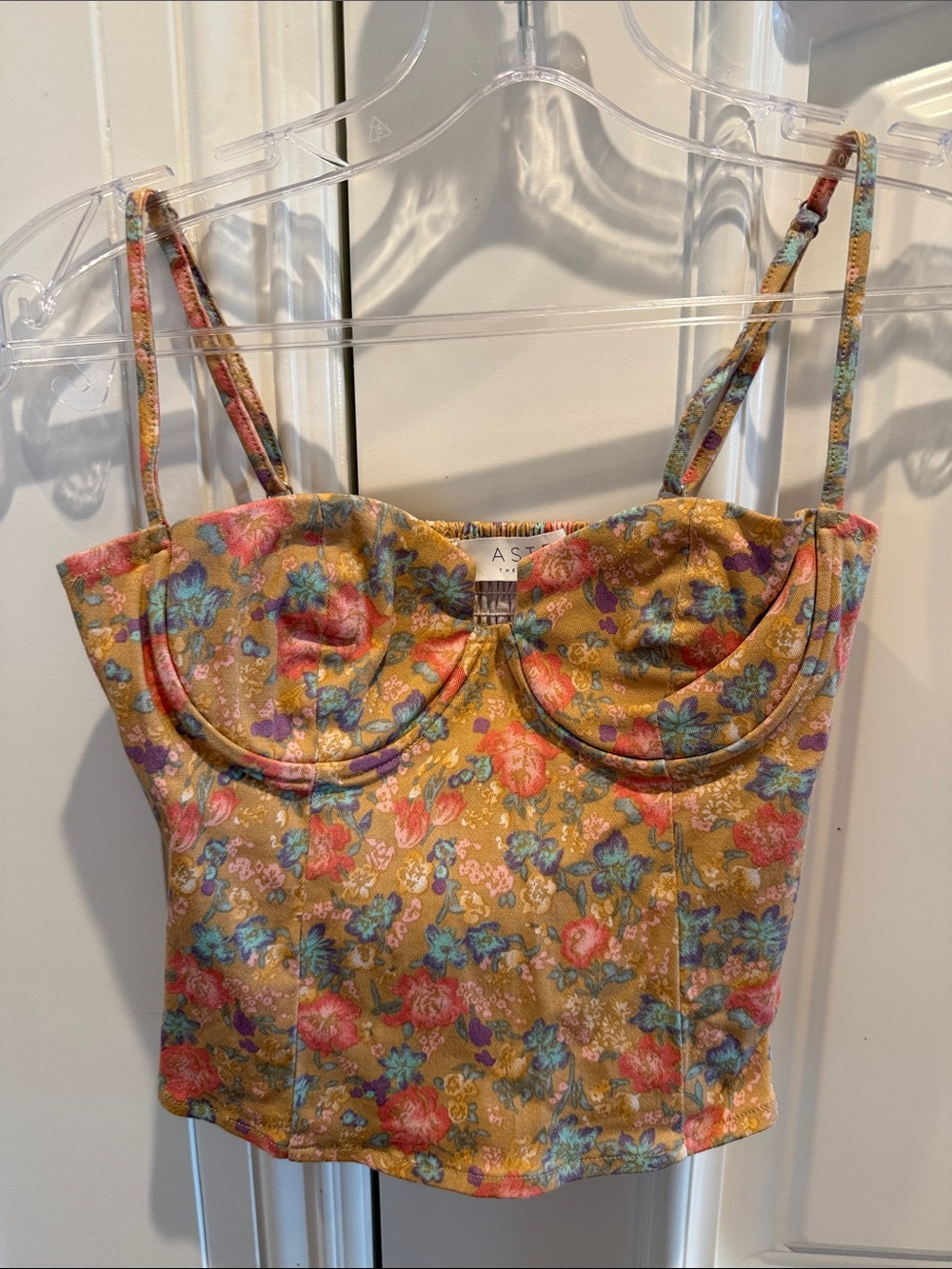 Astr Mustard Yellow Floral Bustier Camisole